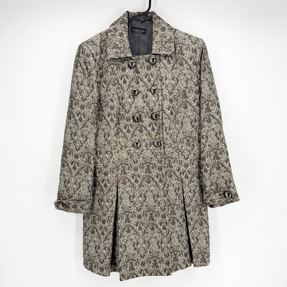 Rafaella Jackets & Blazers - Rafaella Petites Grey Metallic Brocade Knee Length Trench Coat Sz SP